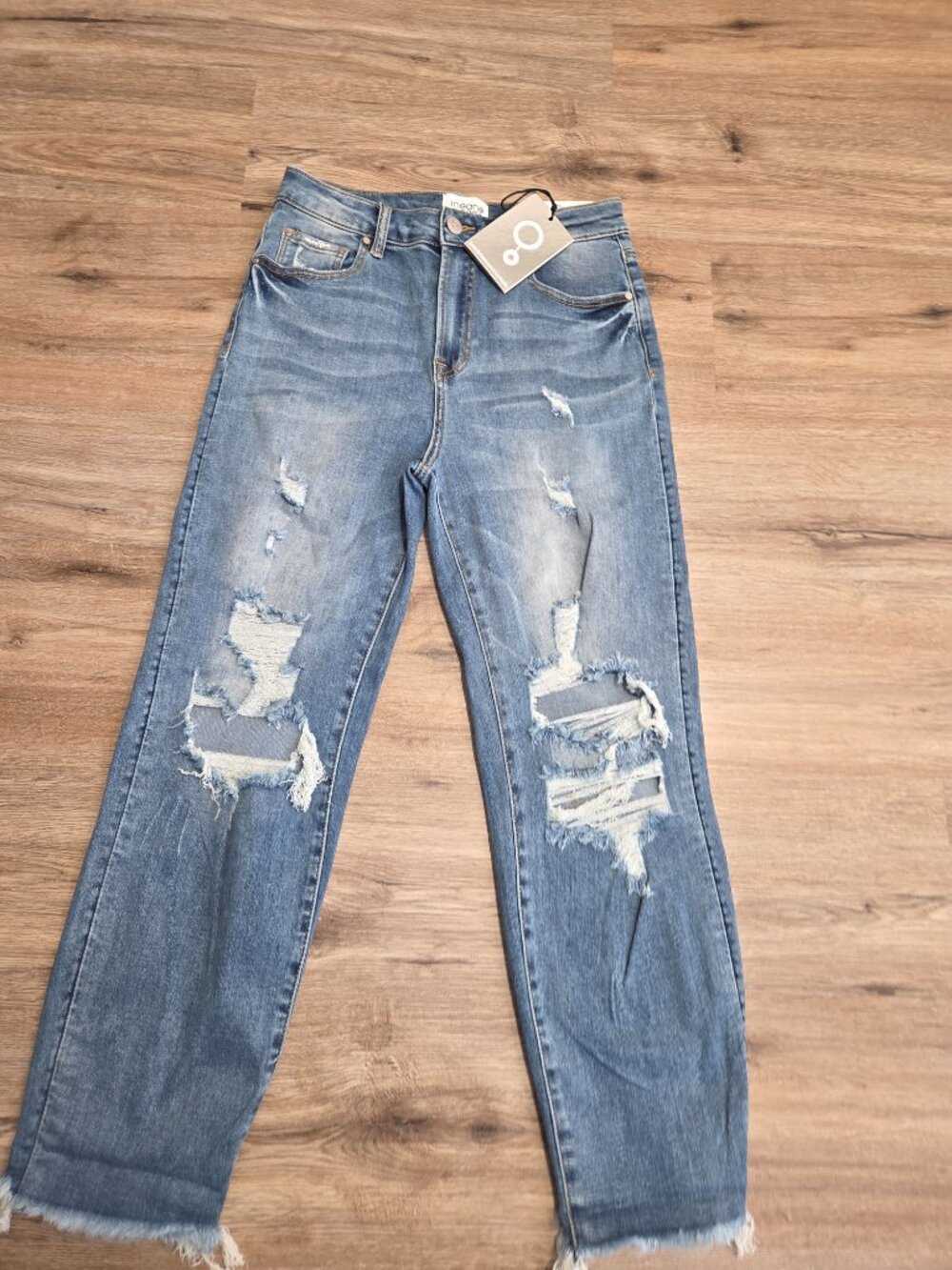 NWT Insane Gene size 9/ 28 Ripped Mid-Rise Ankle Boyfriend Jeans Stretchy